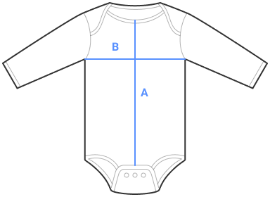 Size chart for the custom baby bodysuit