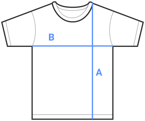 Size chart for the custom t-shirt